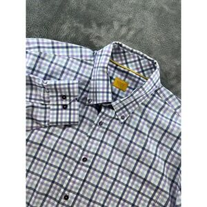 Robert Talbott Carmel Mens XXL Purple Blue Gingham Check Cotton Button Down‎